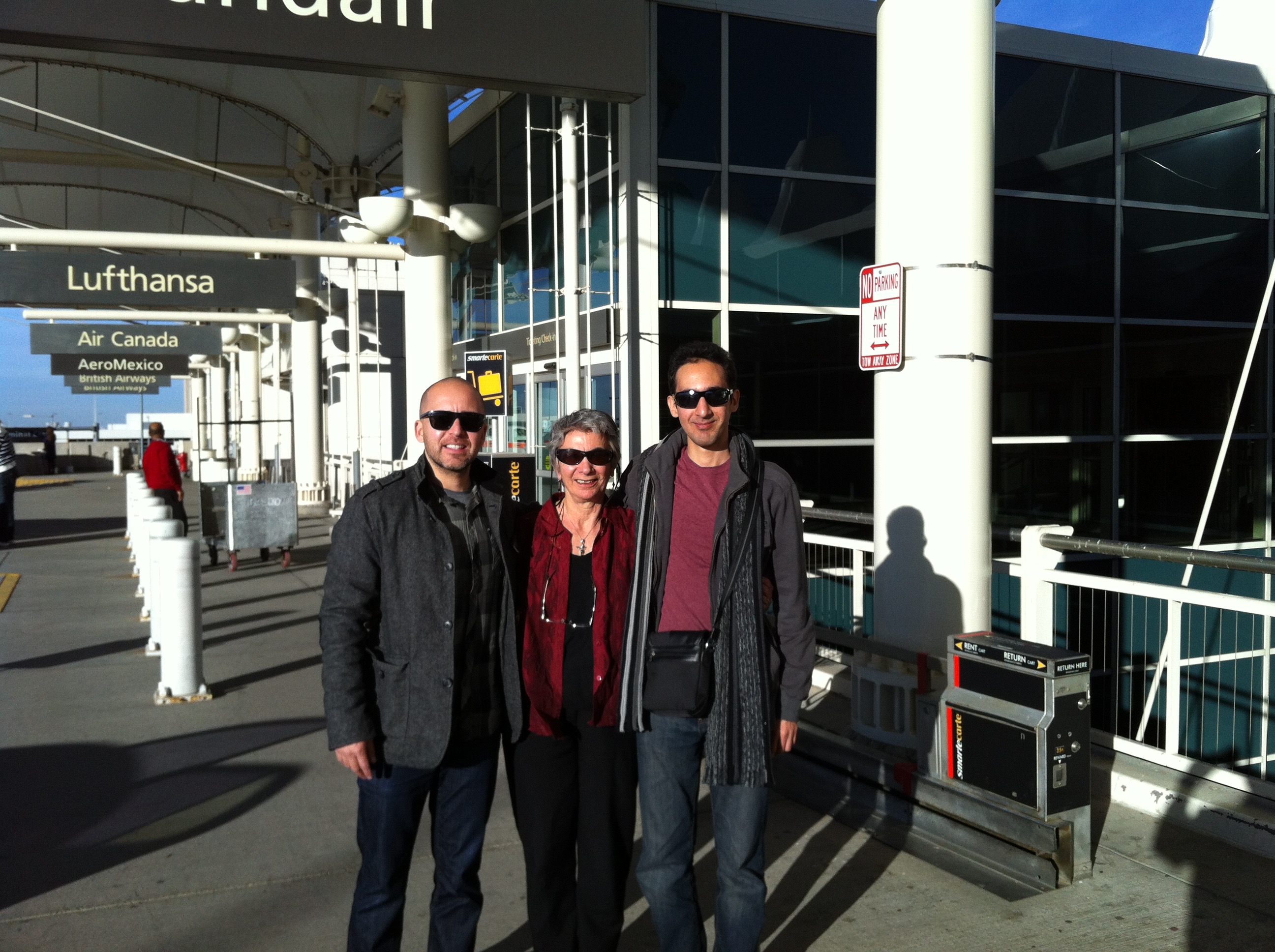 Rudy, Dar and Aziz at Denver Airport, 2013